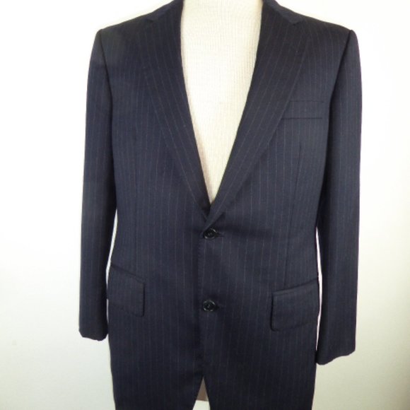 CHESTER BARRIE navy blue pin stripe wool blazer England 38 - 40 vintage - Picture 1 of 11